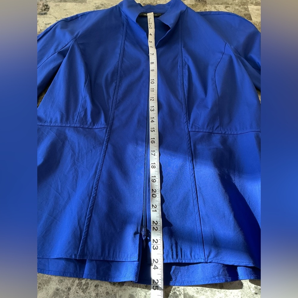 Lafayette Minimalist Royal Blue Zip Fall Jacket Casual Business Career SZ Medium - Picture 11 of 13